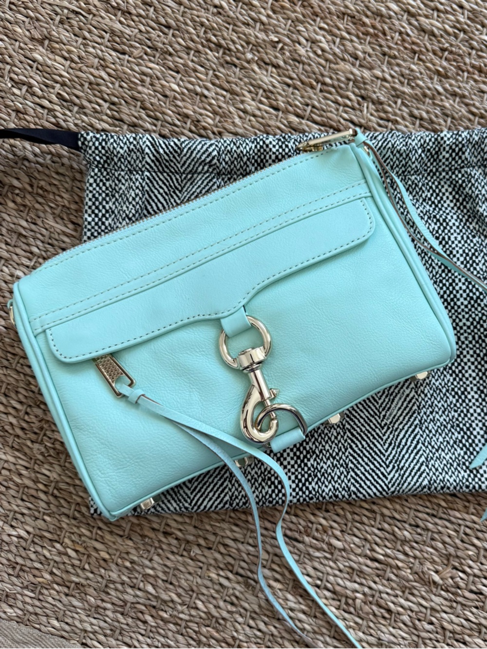 Rebecca Minkoff Mint blue Leather Crossbody with Gold Hardware